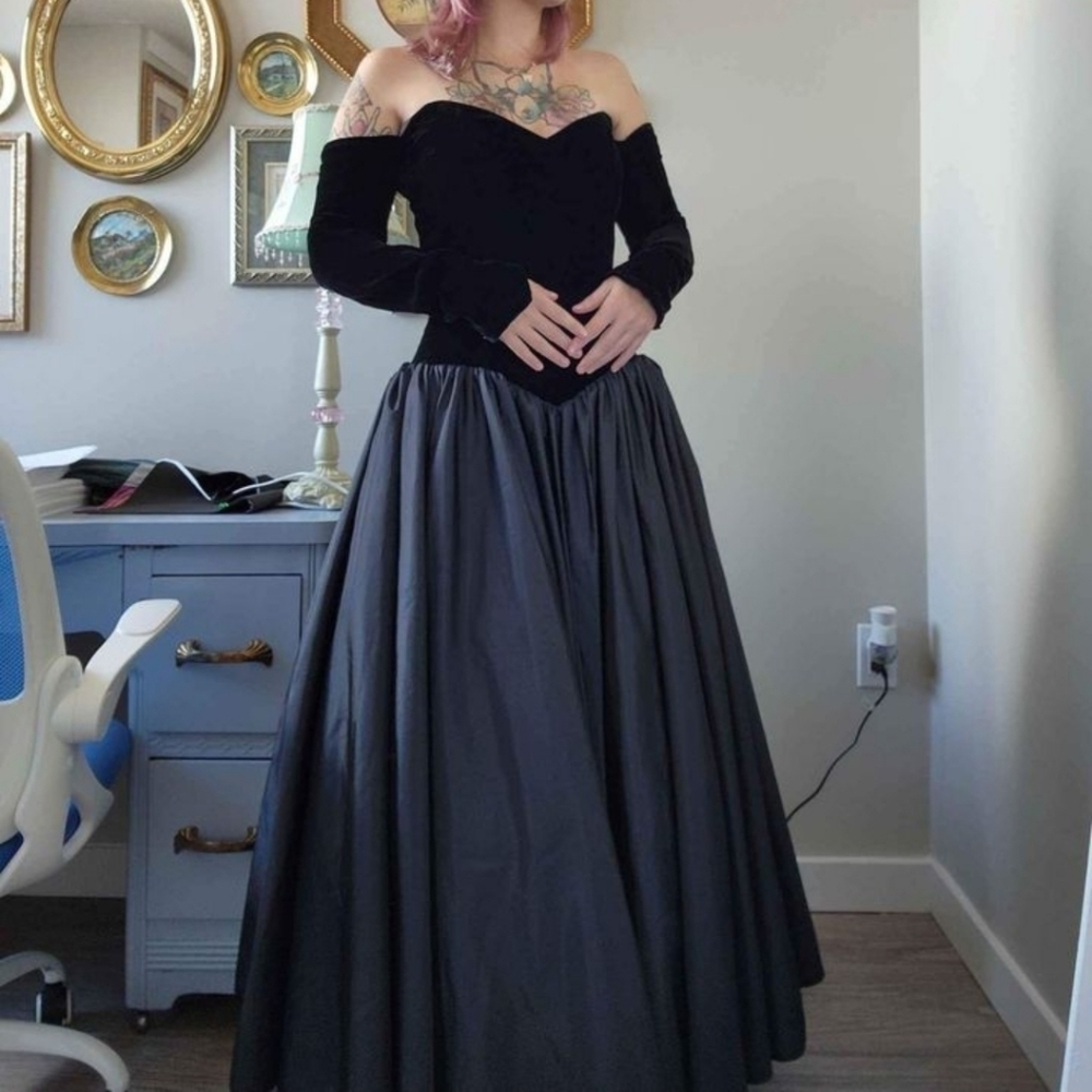 RARE velvet designer ballgown